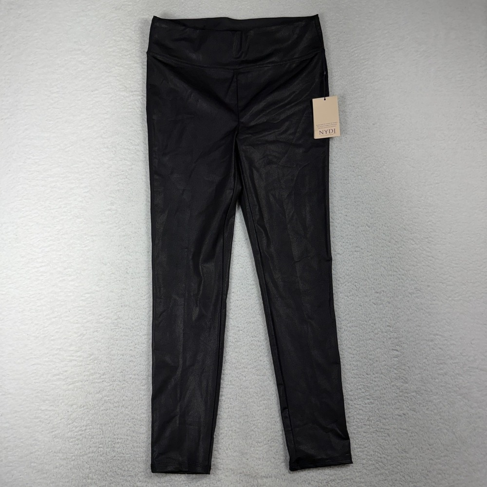 NYDJ Women Black Coated Skinny Leggings Stretch Pants MTSC8077 M 31x27.5 NWT